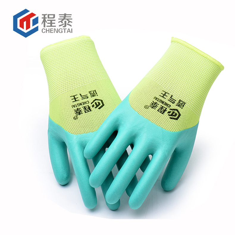 Factory Wholesale Fluorescent Breathable Women's Construction Site Protective Gloves Wear-Resistant Non-Slip and Oilproof Labor Protection Dipped Gloves