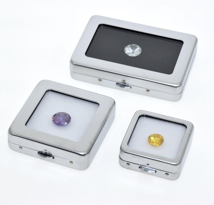 宝石盒子裸石盒透明首饰收纳小盒子铁盒戒面展示盒金属裸钻盒