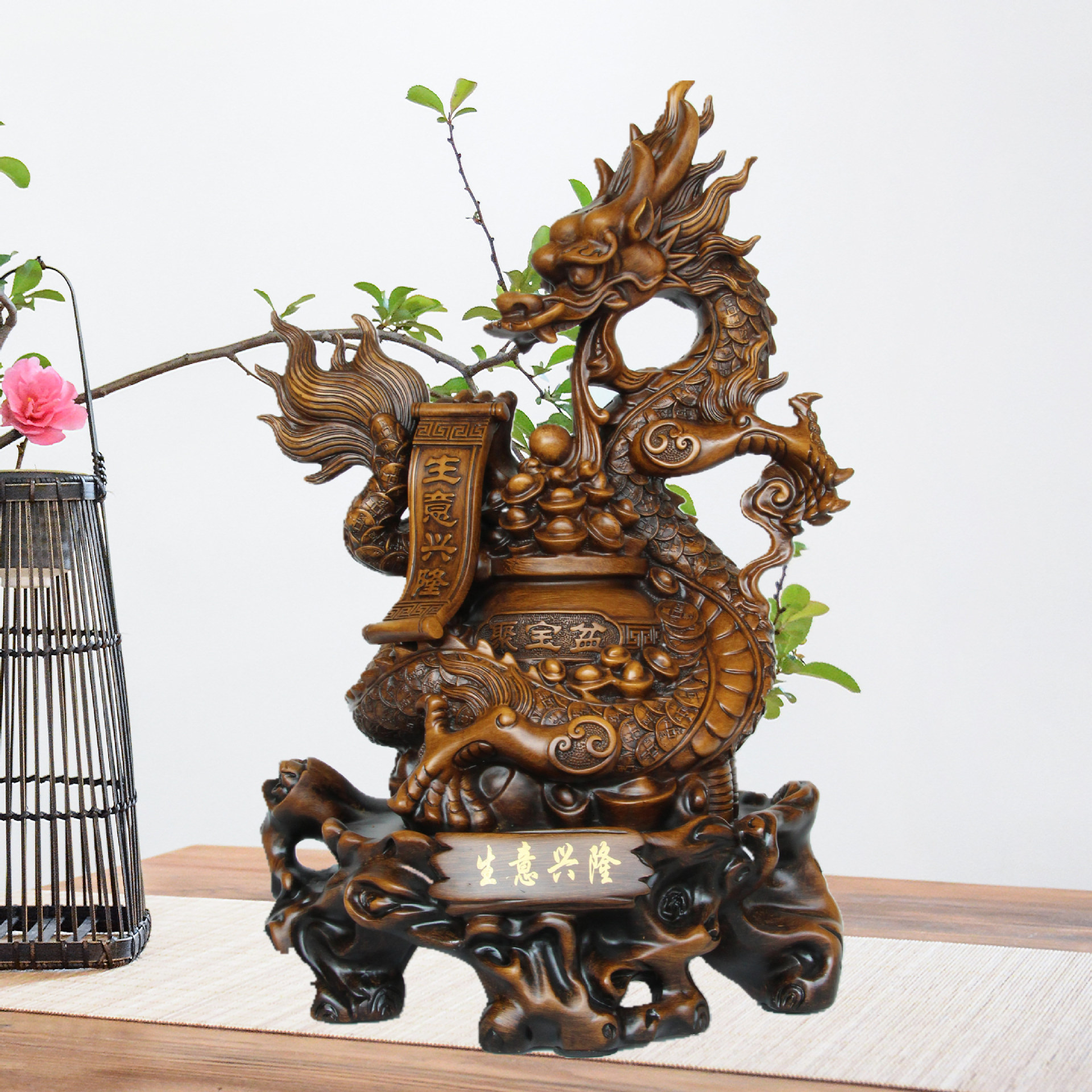 批发龙摆件 家居客厅酒柜树脂工艺品公司吧台办公室开业装饰礼品