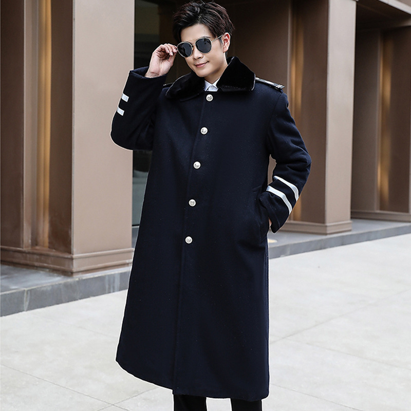 酒店工作服长袖保安大衣男迎宾接待行李员门童制服呢子套装秋冬装