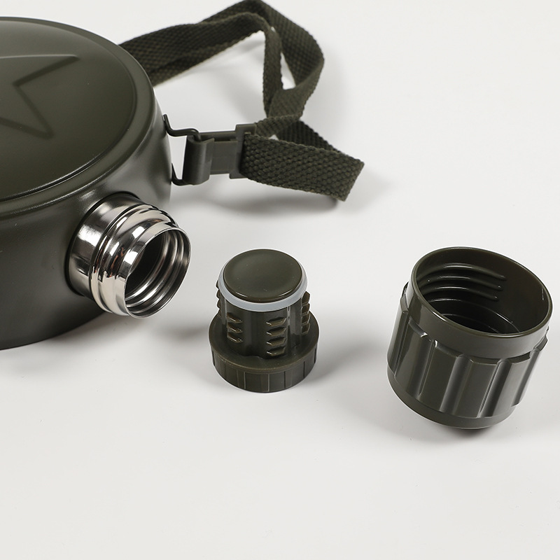 304不锈钢军用水壶户外指南针五角星保温水壶旷工行军军迷水壶