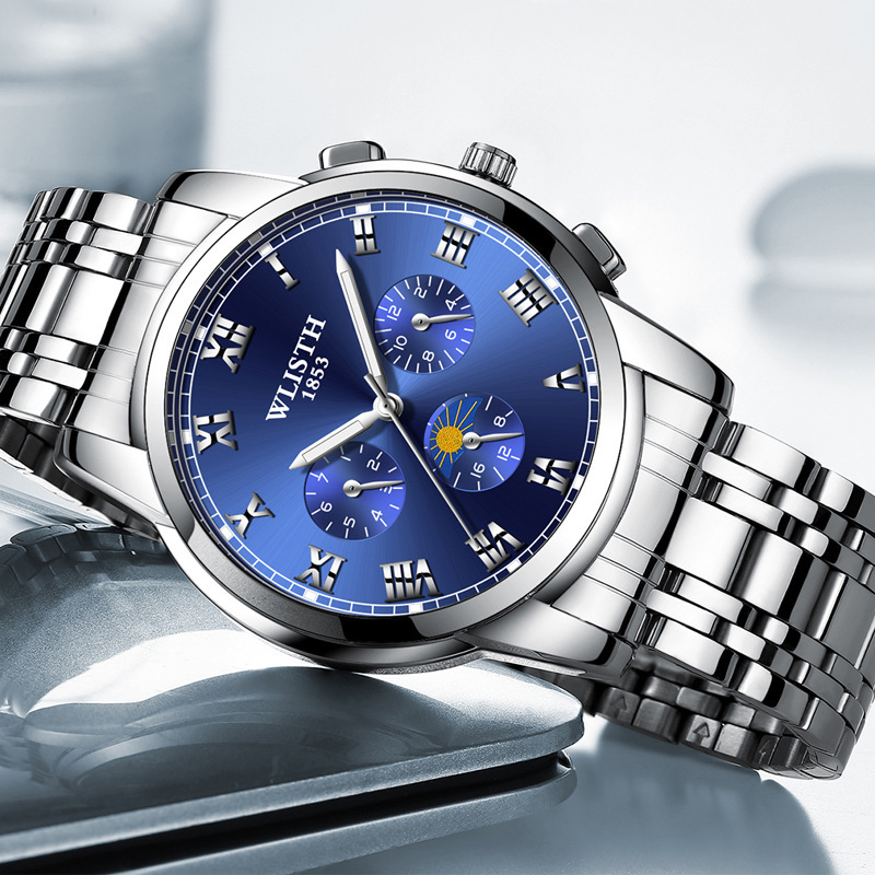 沃力仕新款钢带商务防水手表男士时尚夜光腕表抖音爆款男士手表