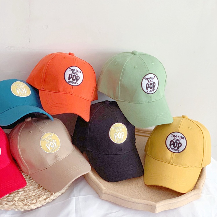 新款春款韩版儿童帽子男女童pop字母刺绣时尚百搭户外遮阳棒球帽