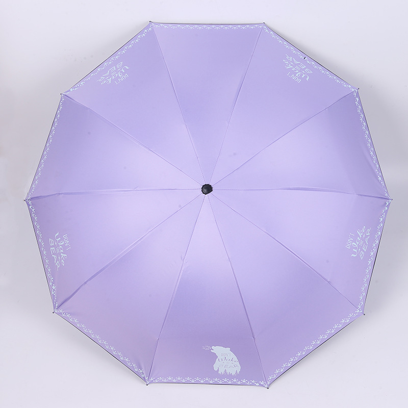 Durable 10 Shares Black Rubber Umbrella Korean Ladies Rain Or Shine Dual-Use Umbrella Creative Gift Umbrella in Stock Wholesale