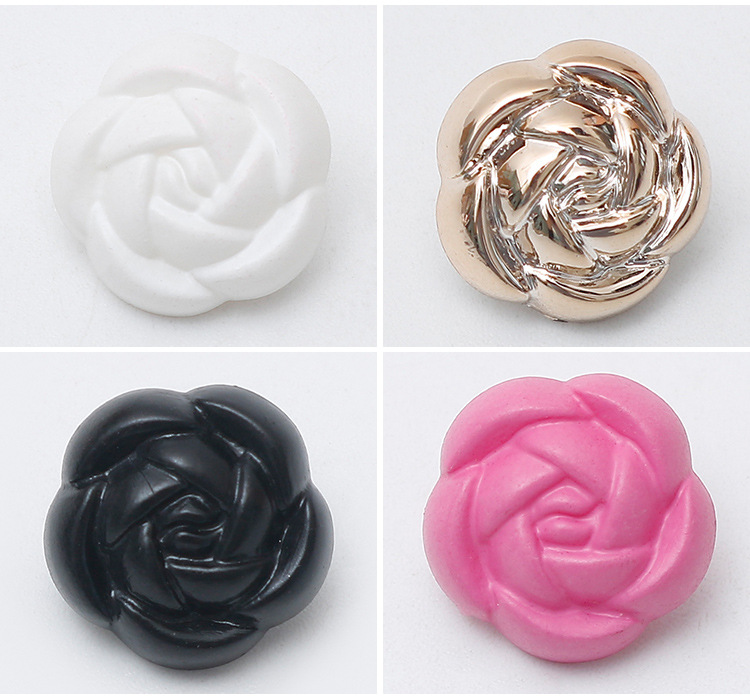 玫瑰花塑料脚小纽扣现货女士衬衫扣子装饰钮扣多颜色11.5mm 爆款