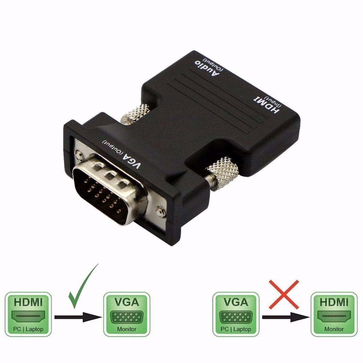 hdmi to vga带音频显示器转接头hdmi母转vga高清转换器电脑机顶盒