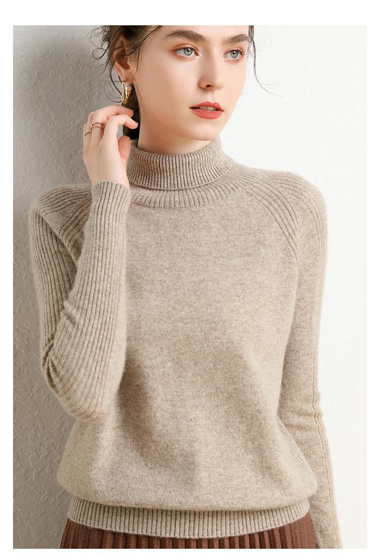 高领羊绒衫女士2020秋冬新短款加厚套头针织打底衫纯色羊绒毛衣女