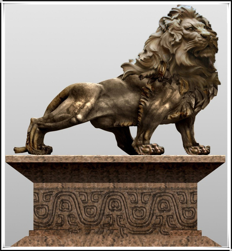 门前铜狮子 铜狮子摆件 紫铜狮雕塑 西洋狮戏球铜雕 大理铜狮子