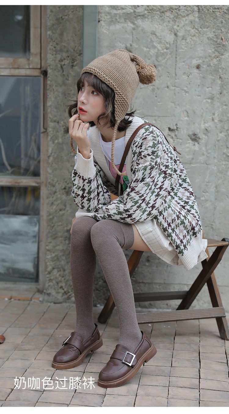 袜子女小腿袜秋冬及膝袜日系jk长筒袜学院风纯色过膝袜批发 hy077