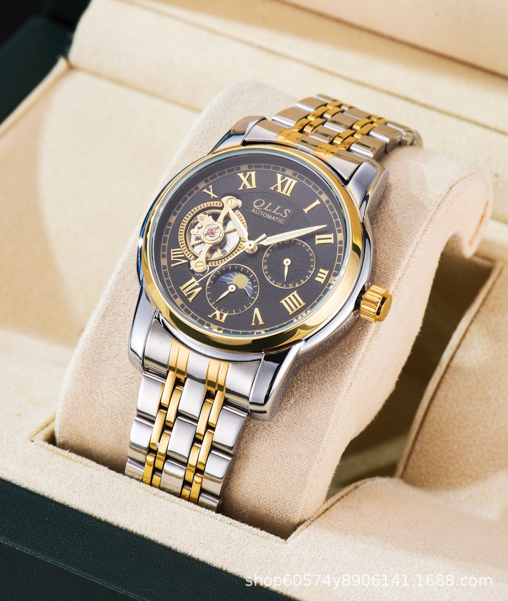 享格奇洛时qlls男士手表商务休闲全自动机械表镂空夜光手表男厂家