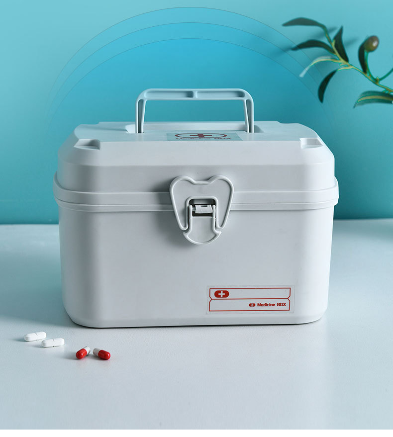 塑料医药箱家用药品收纳盒大容量家庭双层密封便携式应急医疗药箱