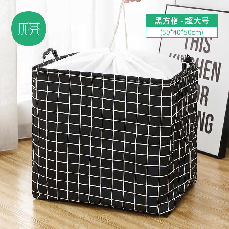 Buggy Bag Drawstring Storage Basket Fabric Laundry Basket Clothes Storage Box Cotton Big Mac Household Quilt Buggy Bag