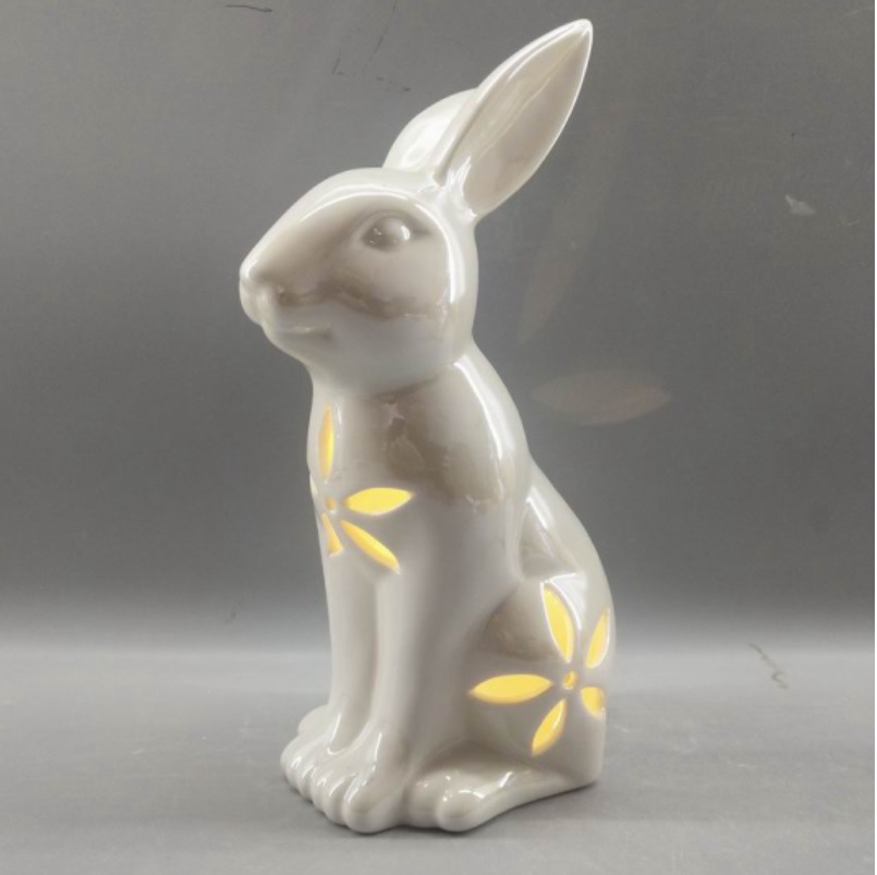 中温白瓷镂空led小夜灯复活节兔子夜灯摆饰儿童卧室工艺品制作