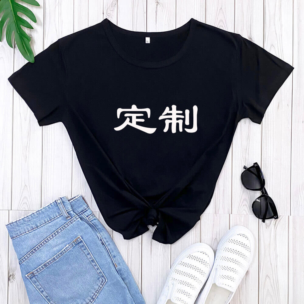 To Figure Making round Neck Short Sleeve Printing Logo T-shirt One Piece Making Europe and America Cross Border Foreign Trade T-shirt Blank T-shirt