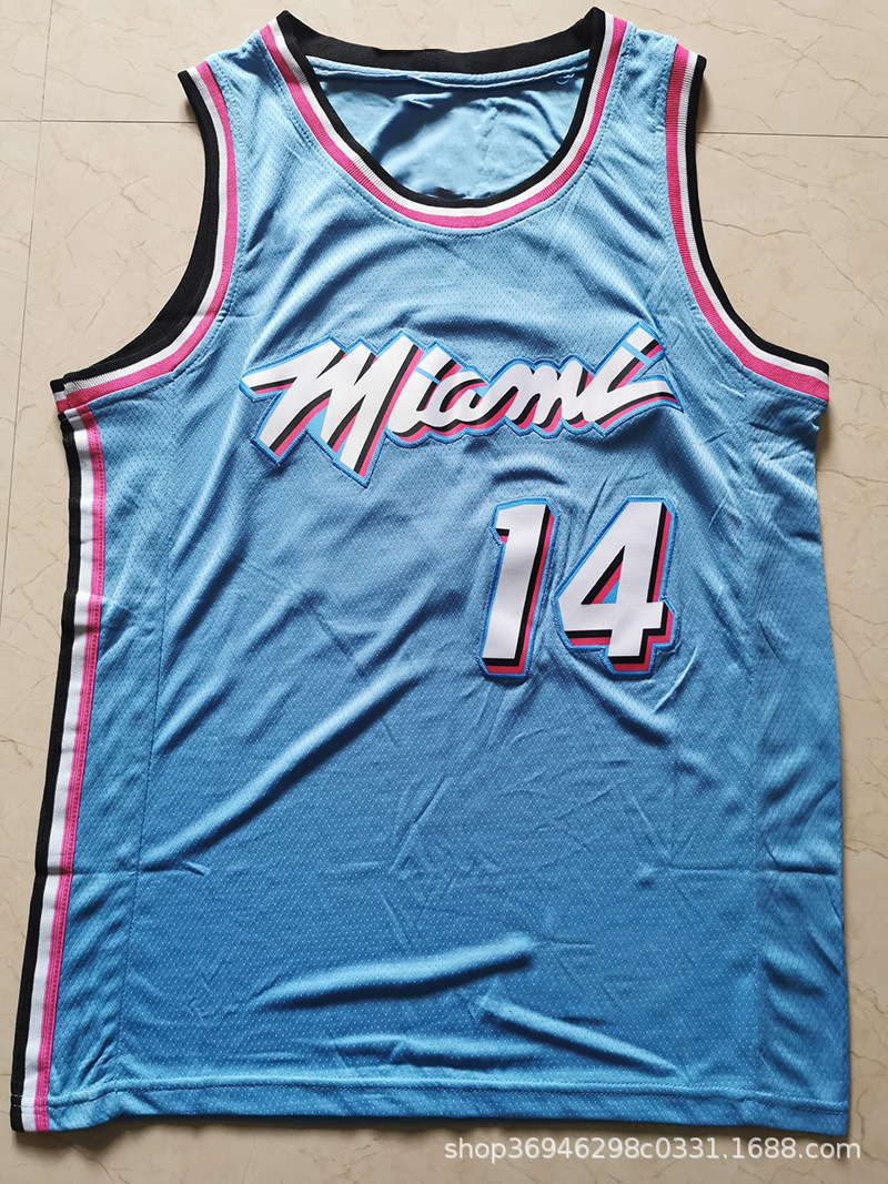 热火14号泰勒希罗白红蓝黑色2021城市玫红奖励版nba刺绣球衣球裤