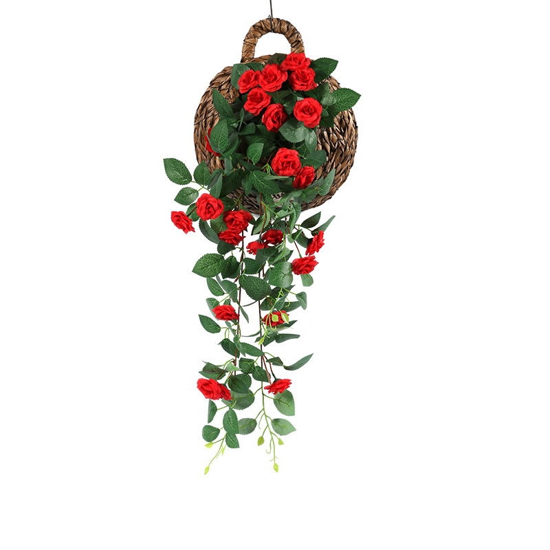 仿真玫瑰花藤假花藤条装饰室内客厅墙面垂吊塑料藤蔓蔷薇壁挂吊篮