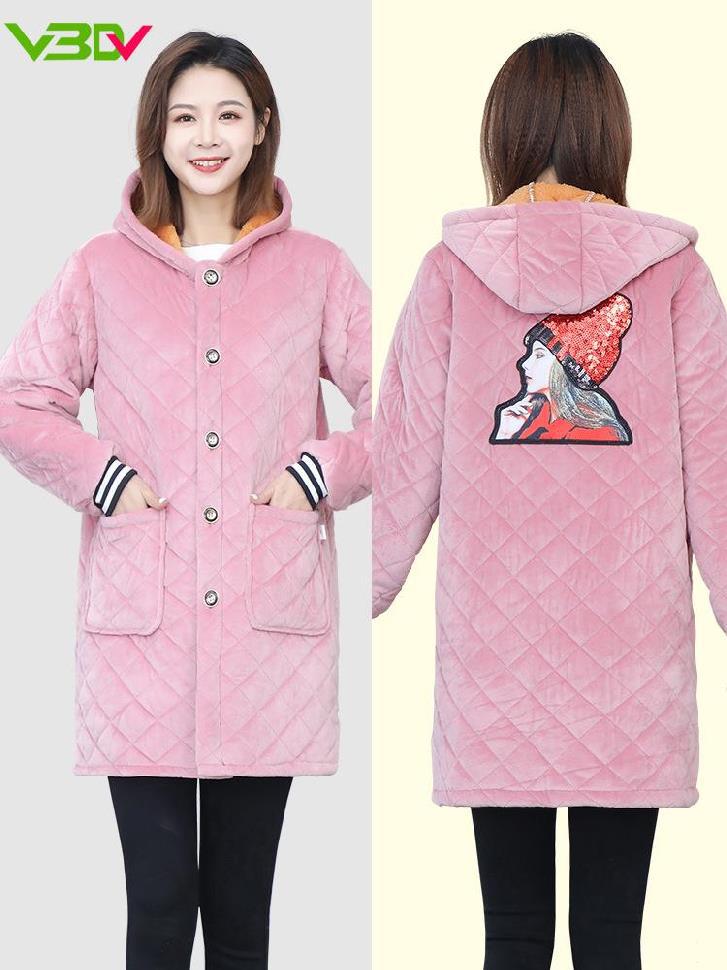 做饭的外罩衣加绒加棉女大人保温保暖男工作服大褂干活冬季加厚