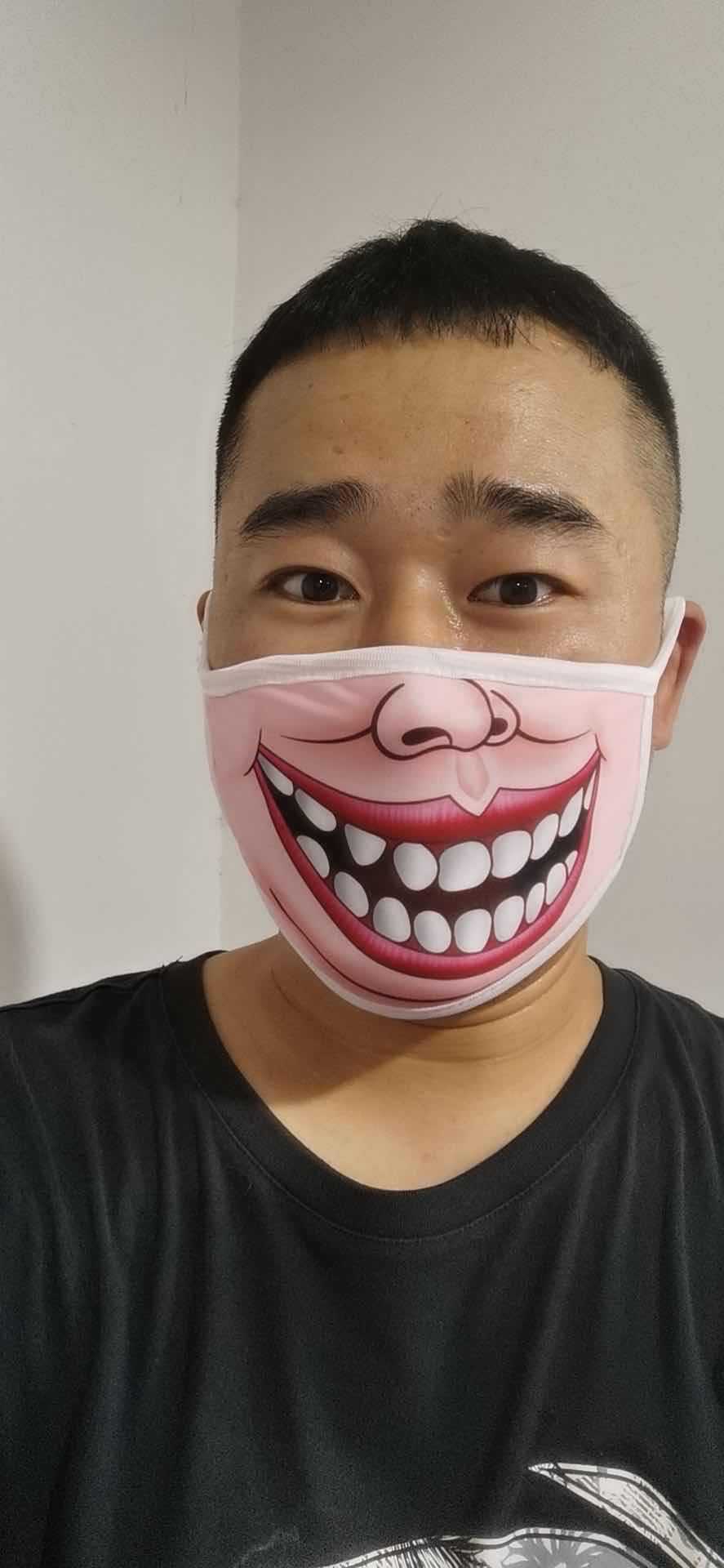 黑色口罩个性颜表情搞怪外贸口罩跨境防尘棉口罩亚马逊印花口罩