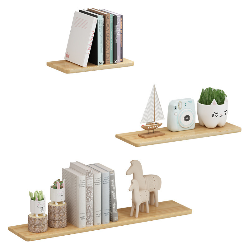 原木一字隔板壁挂置物架松木一字型木板电视背景墙装饰书架挂墙板