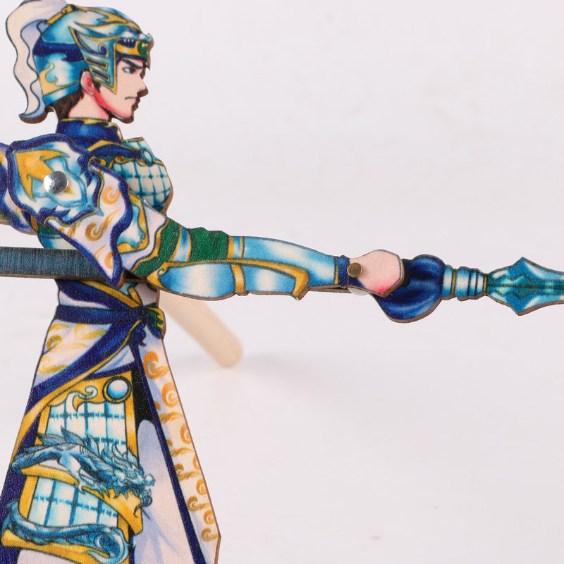 手动木质皮影 三国赵云动感皮影 儿童地摊玩具木偶皮影工艺品