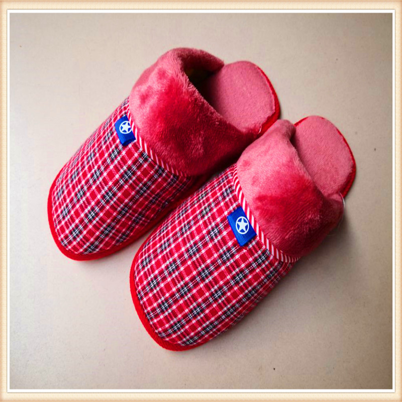 现货批发 秋冬季居家室内 情侣花格子 印花半成品拖鞋帮 透气保暖