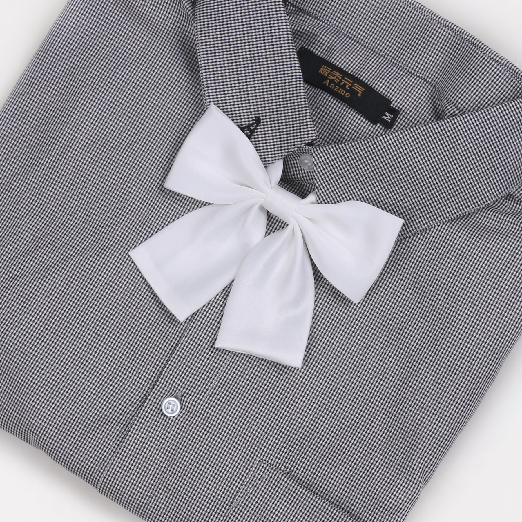 jk纯色仿真丝平角领结女藕粉酒红衬衫日系学院搭配学生领花