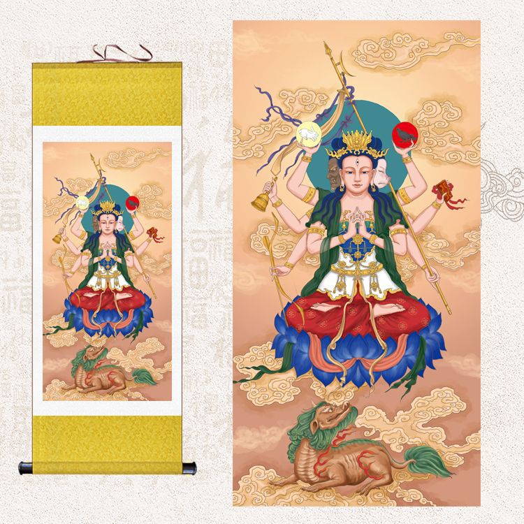 斗姆元君神像供奉挂画道教神仙像斗母天尊斗姥画像道场丝绸卷轴画