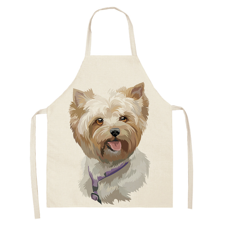 Korean Style Sleeveless Waterproof Oil-Resistant Apron Cute Dog Animal Cartoon Foreign Trade Linen Apron Adult Overclothes