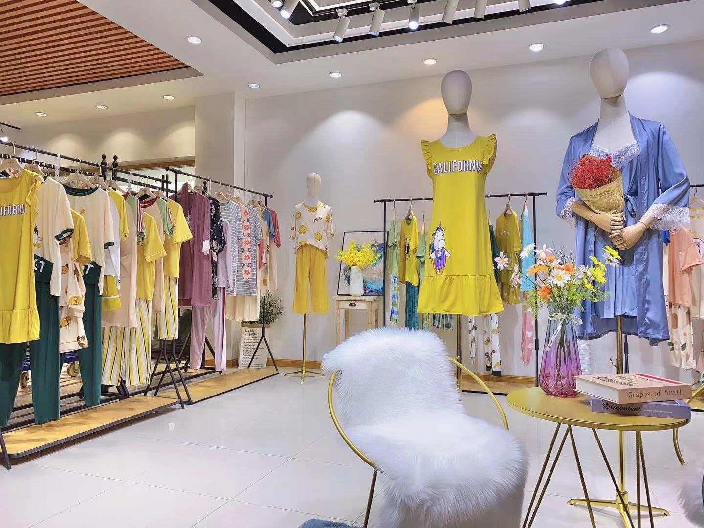 乐夏21春夏装亲肤舒适家居服睡衣睡裙女品牌折扣女装尾货批发走份