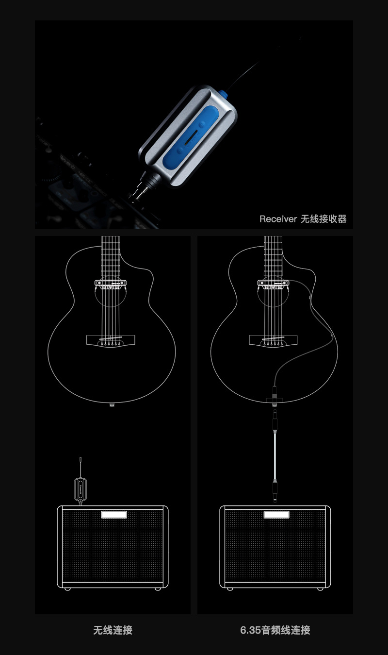 double德博x2无线吉他拾音器民谣木吉他免开孔扩音器拾音专业演奏