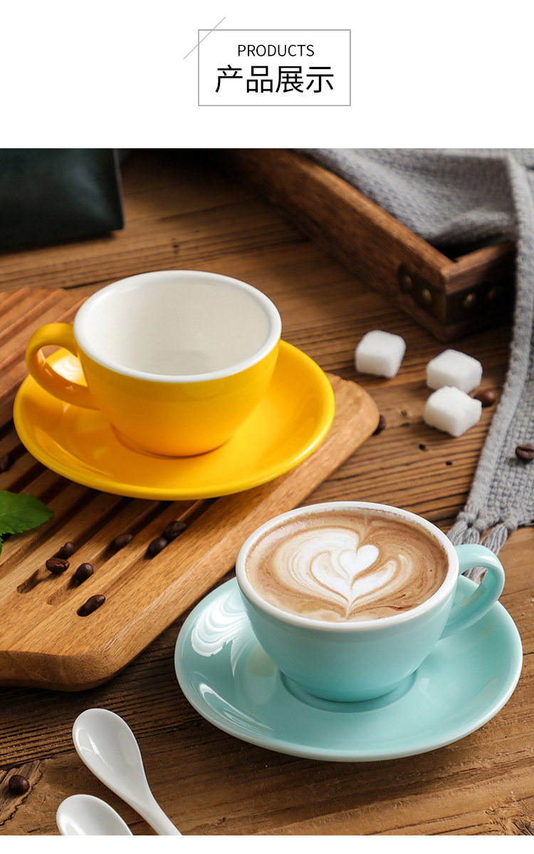 150ml卡布奇诺咖啡杯拿铁杯拉花杯茶杯彩色色釉定制logo加厚美式