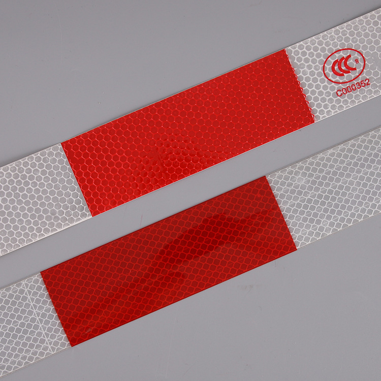 汽车年检红白反光贴 通用夜间警示反光标识贴纸 背胶晶彩格反光贴