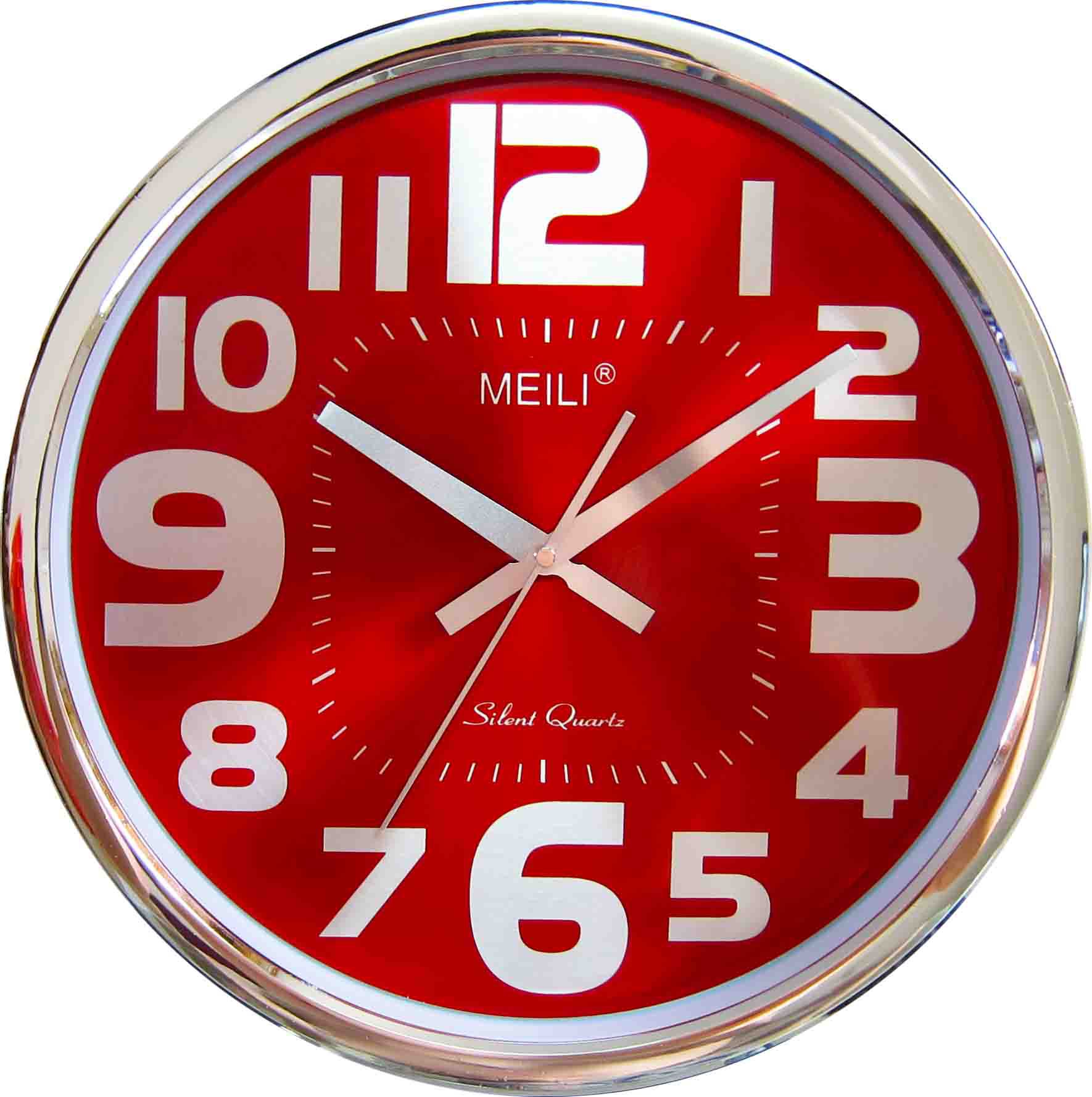 批发14inch红色铝面出口石英钟 出口大尺寸挂钟 wall clocks