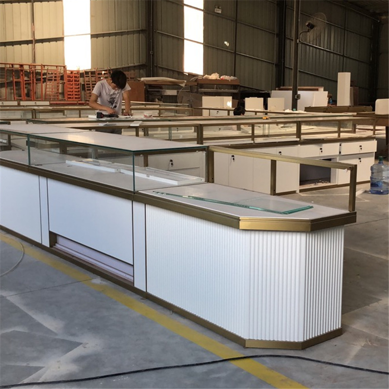 18年展柜工厂 定制不锈钢展柜 商场珠宝展示柜 黄金钻石珠宝店铺