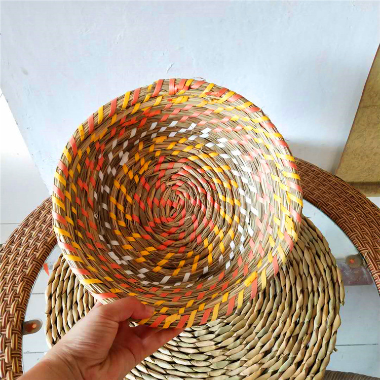 外贸草编果盘收纳盘草筐糖果盘子零食盘子编织盘