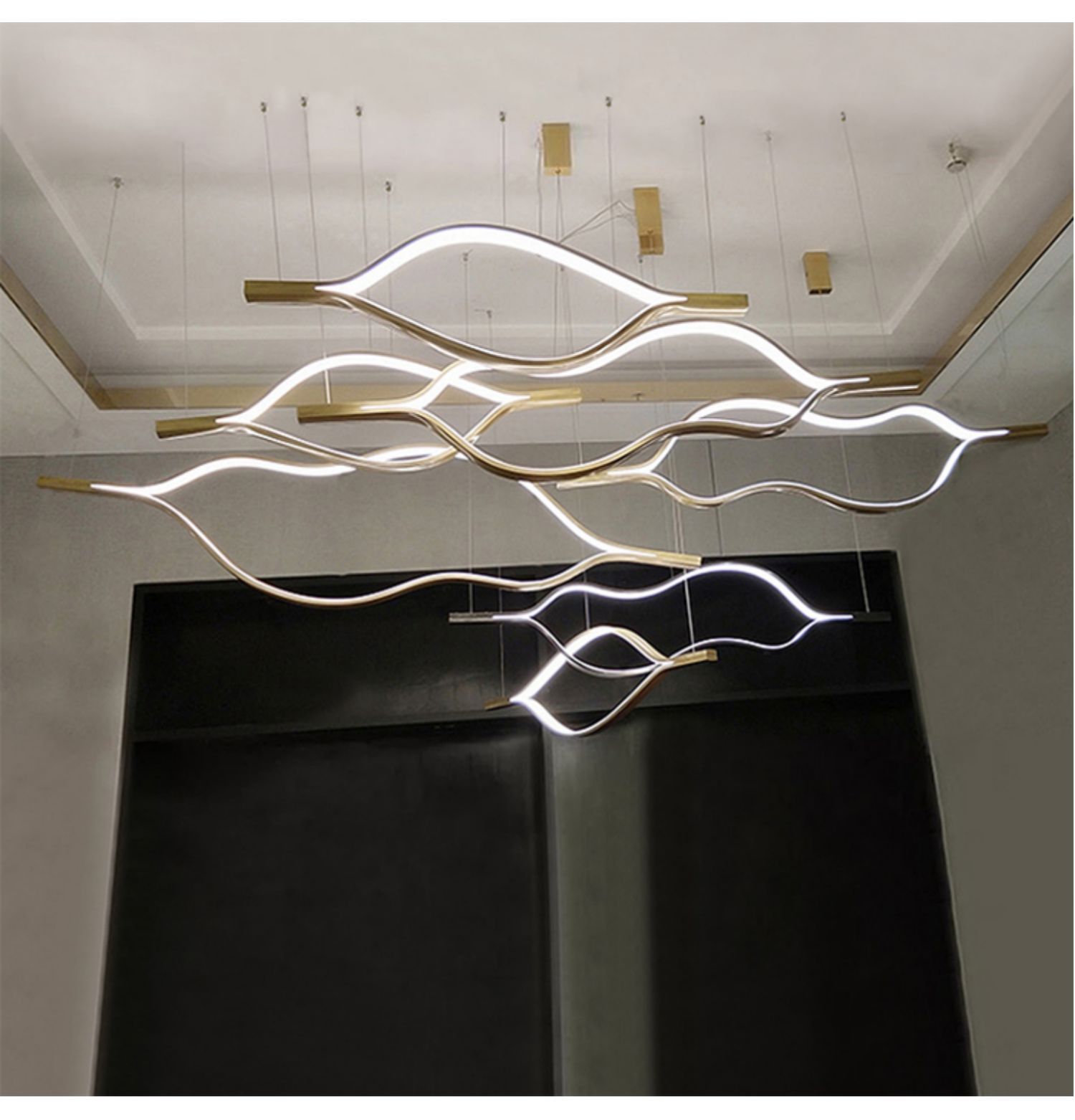 现代大气简约创意波浪形灯别墅展厅酒店大堂售楼沙盘组合造型灯具