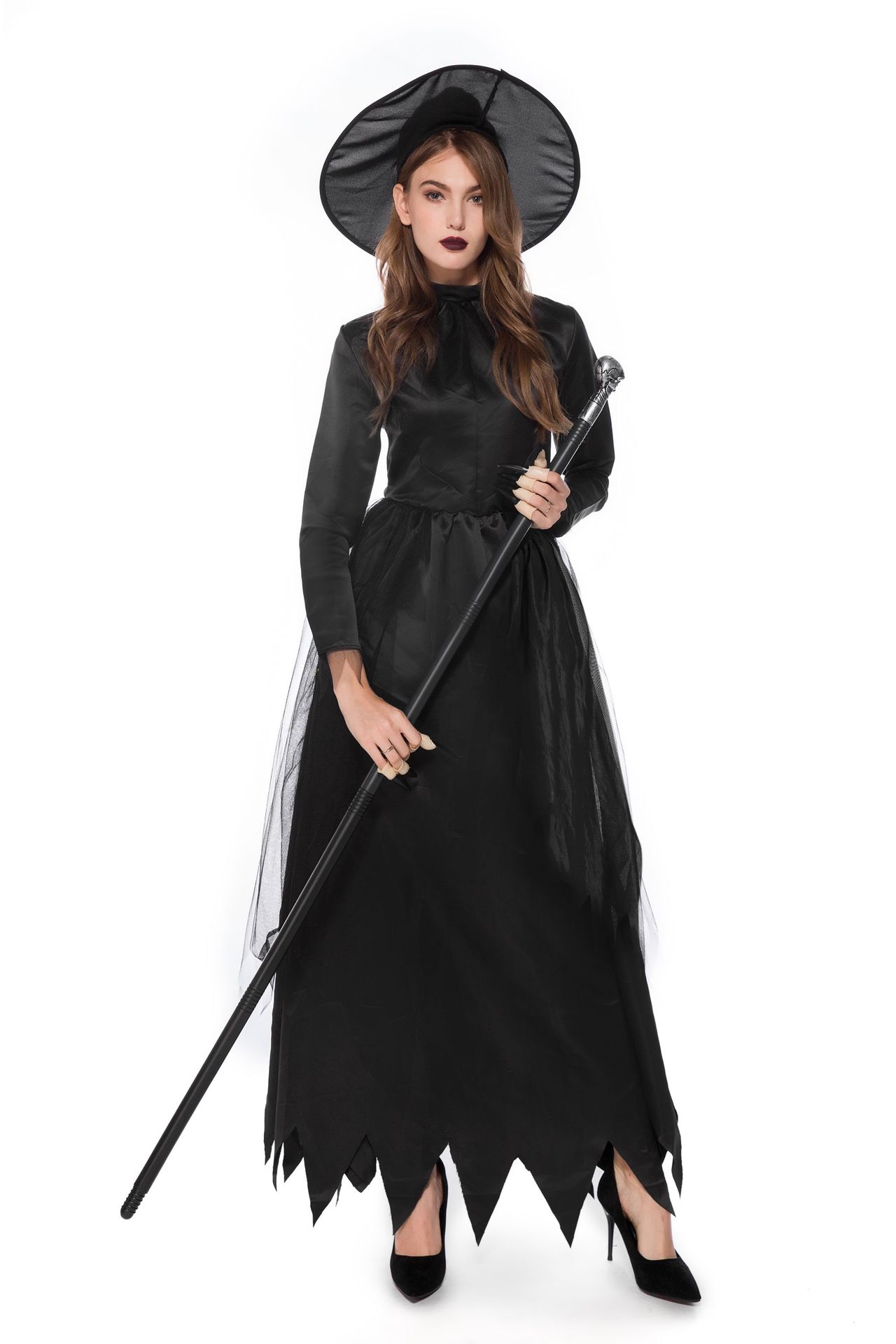 万圣节黑色恶魔服装圣诞装女巫装吸血变装制服派对 演出服分码采购