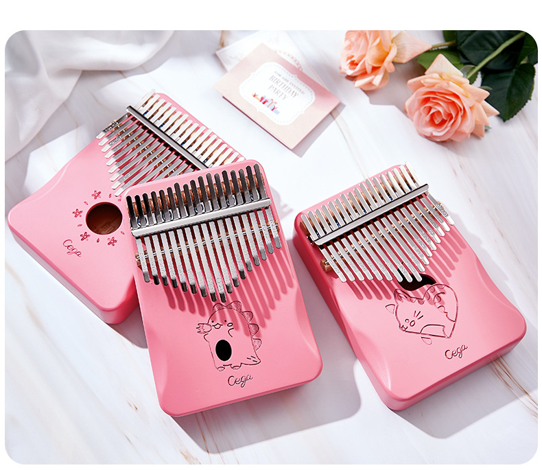 cega拇指琴卡林巴琴17音粉色kalimba双指琴初学者入门手指琴送礼