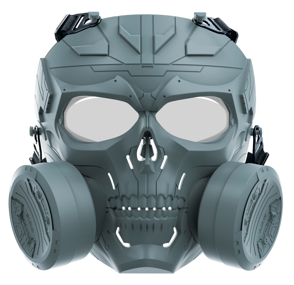 生化机械骷髅风扇面具 万圣节户外运动双风扇排汗面罩