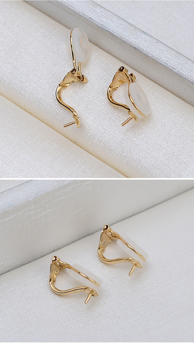 diy配件g18k黄金原色au750耳夹无耳洞有软垫三角形耳饰1681