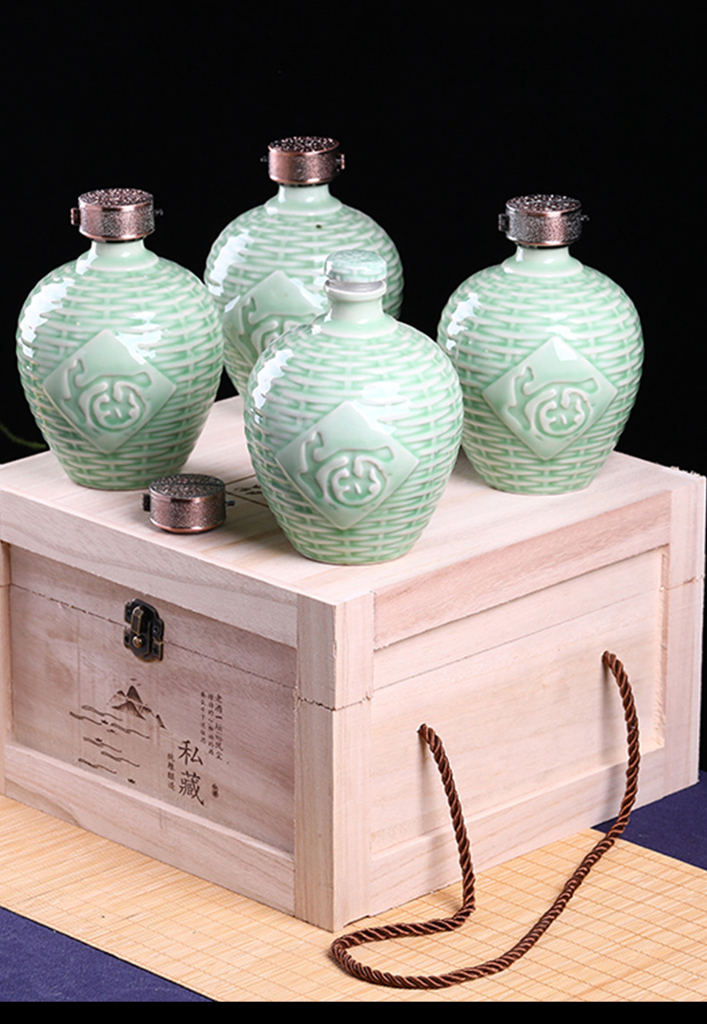 陶瓷酒瓶一斤装雕刻白酒空瓶子密封瓷器酒壶复古烧酒小坛子可定做