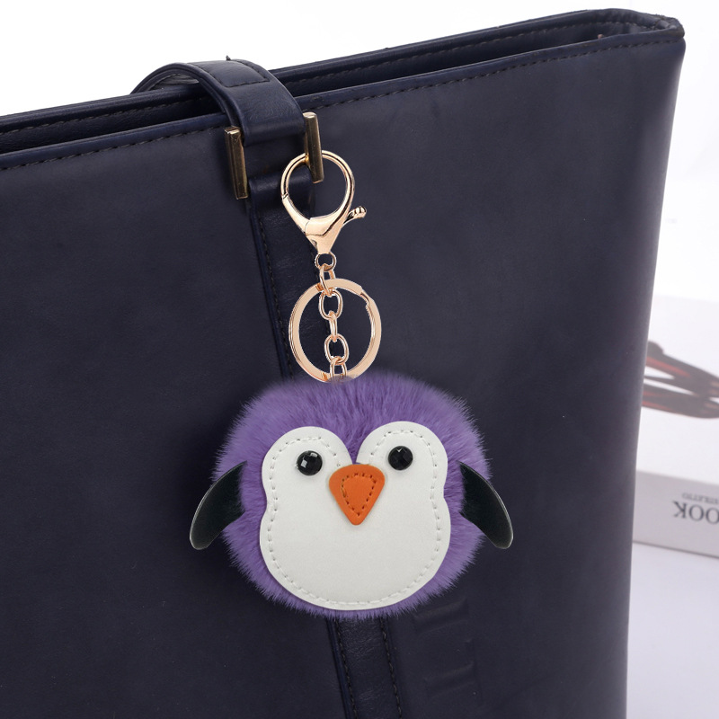 Hot Selling Cute Penguin Fur Ball Plush Key Chain Pendant Cartoon Animal Bag Car Pendant Small Animal Fur Ball