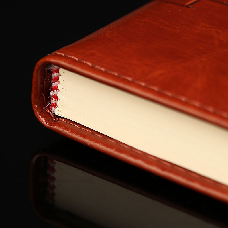 皮面硬壳精装笔记本记事本日记本可定制压印logo黑色棕红色加厚