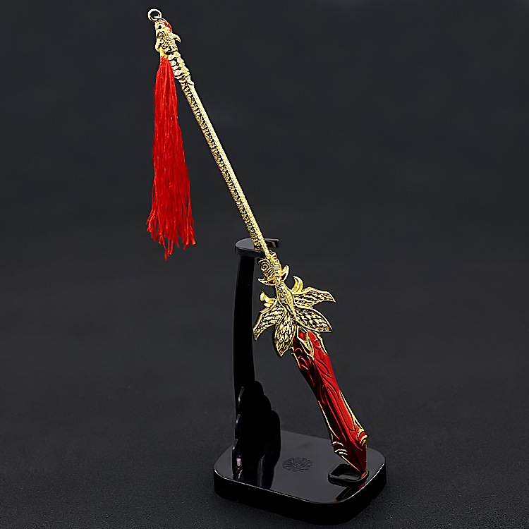 动漫周边武庚纪血矛长枪22厘米锌合金兵器金属模型玩具挂件未开刃