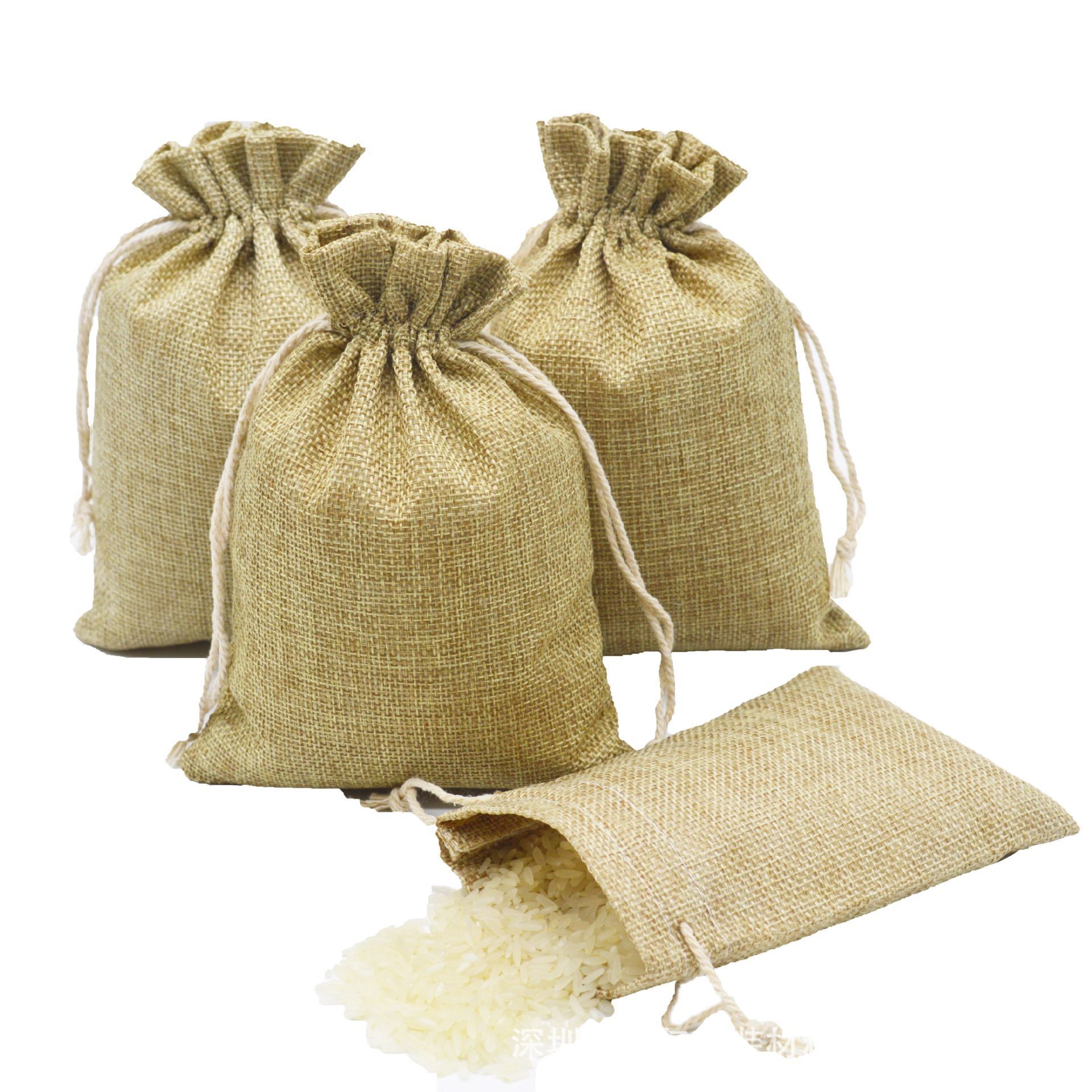 天然黄麻束口袋 多尺寸粗麻布中草药咖啡豆包袋子大米抽绳收纳袋