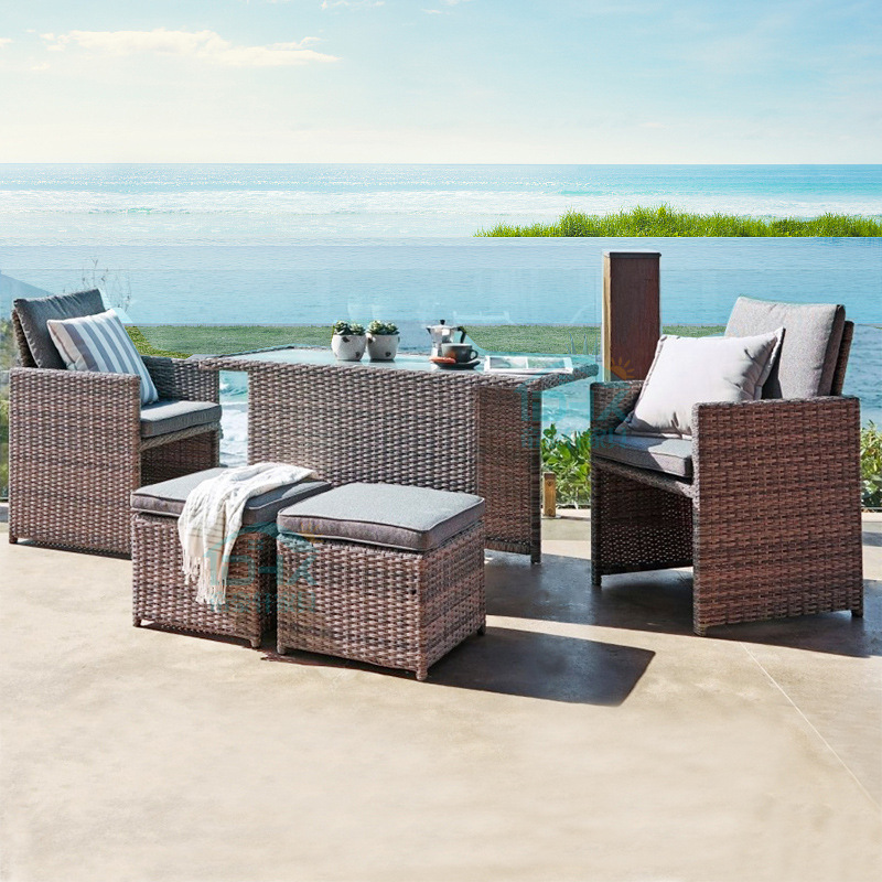 阳台小桌椅三件套组合户外休闲藤编家具露天庭院花园藤椅防水家装