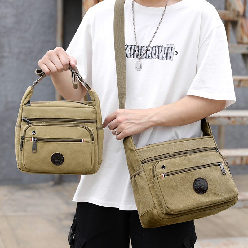 Korean Style Large Capacity Men's Canvas Shoulder Bag Men's Messenger Bag Popular Backpack Outdoor Travel Bag Wholesale