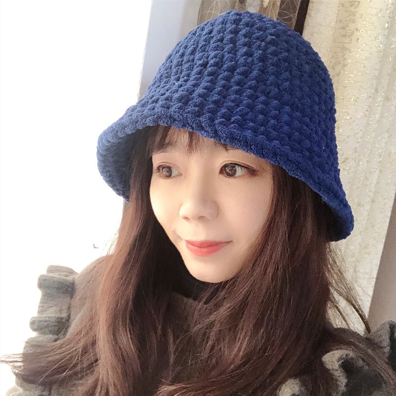 冰条菲儿妈手作钩针手工编织冰条线粗毛线秋冬加厚渔夫帽diy材料