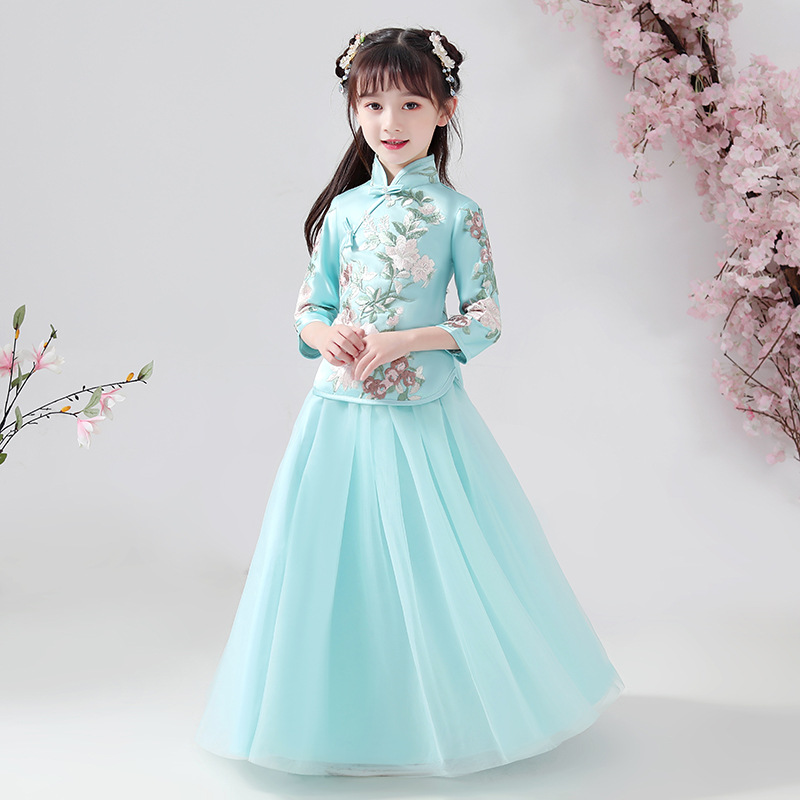 汉服女童2021新品冬季中国风古装小女孩唐装古筝演出服儿童旗袍