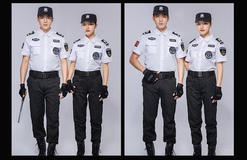 保安服夏季套装男物业短袖工作服黑色保安制服安检安保作训服批发